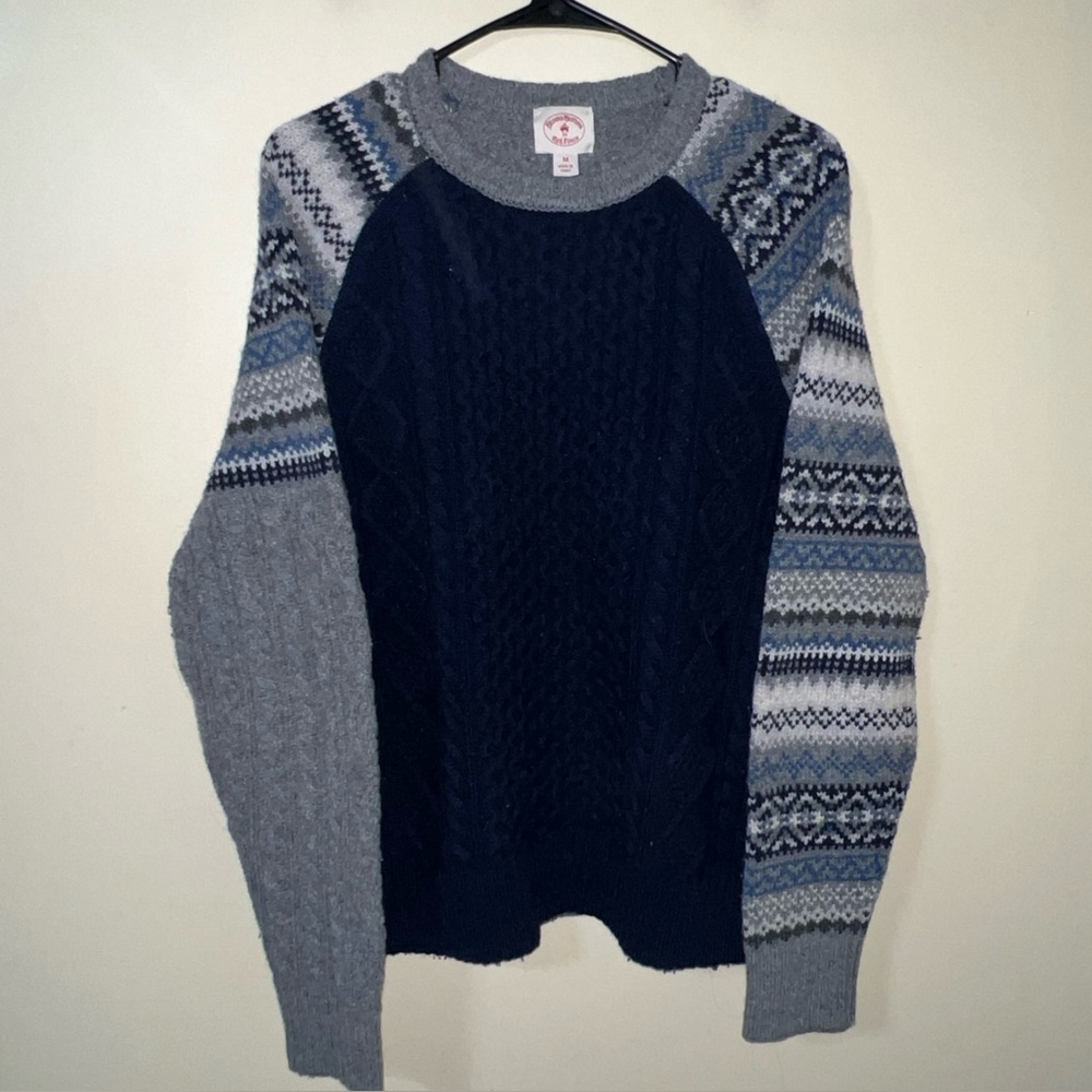 Brooks Brothers Red Fleece Fair Isle Crewneck Sweater Navy/Gray Medium